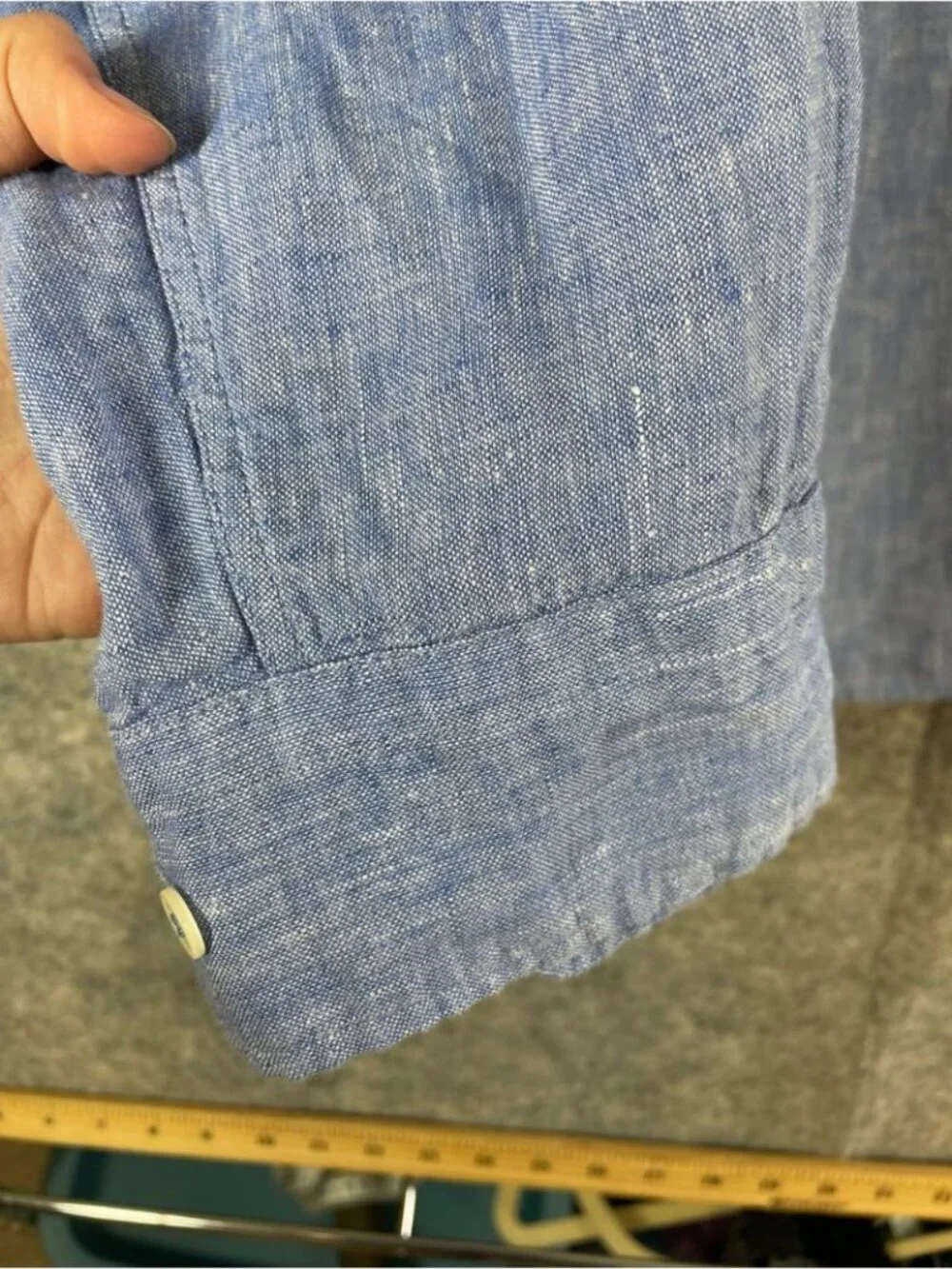 Banana Republic Linen Button Shirt Blue Medium Quiet Luxury Casual Summer